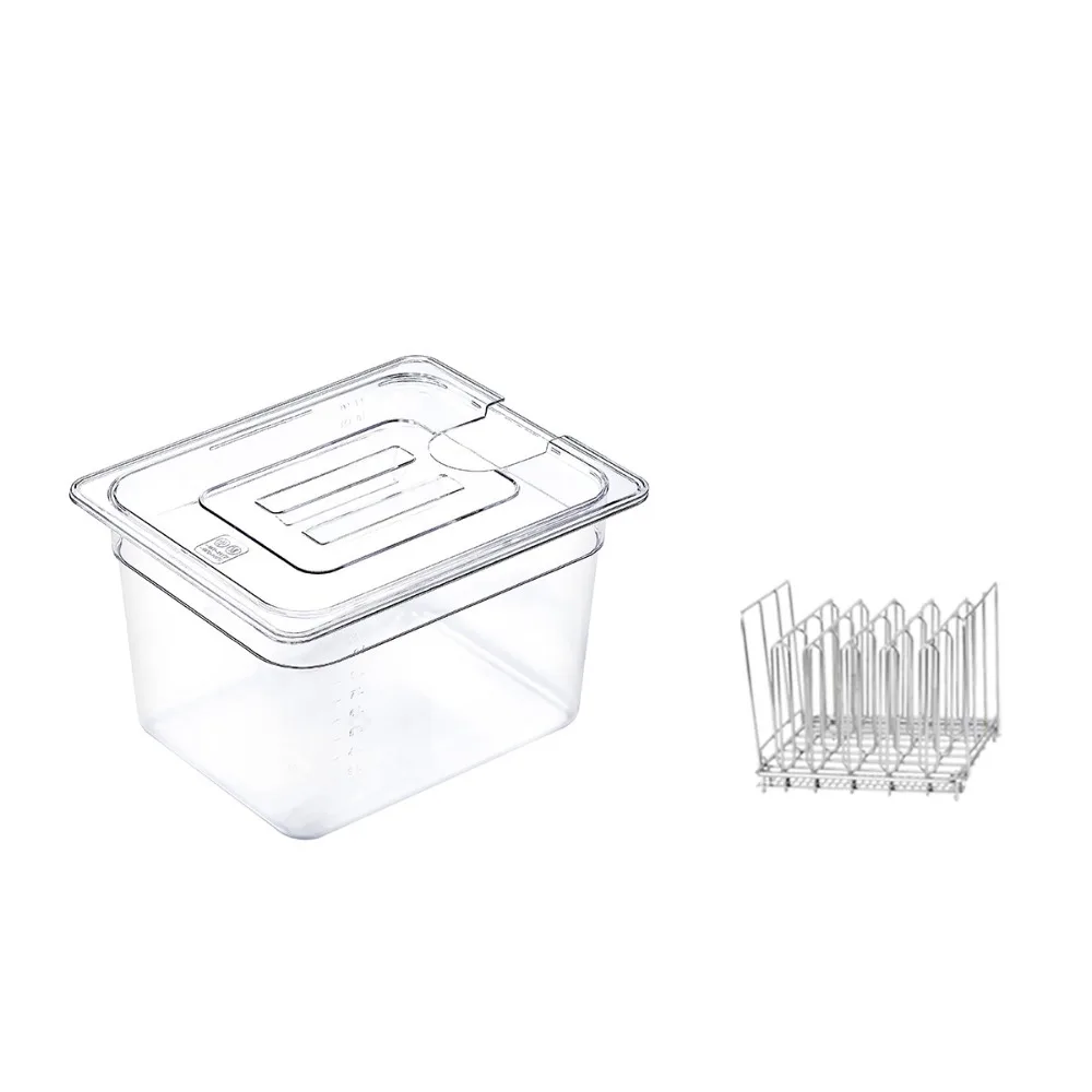 

Large Capacity Sous Vide Container with Rack Scaled Transparent Slow Cooking Pot Kit with Lid Food Grade Plastic
