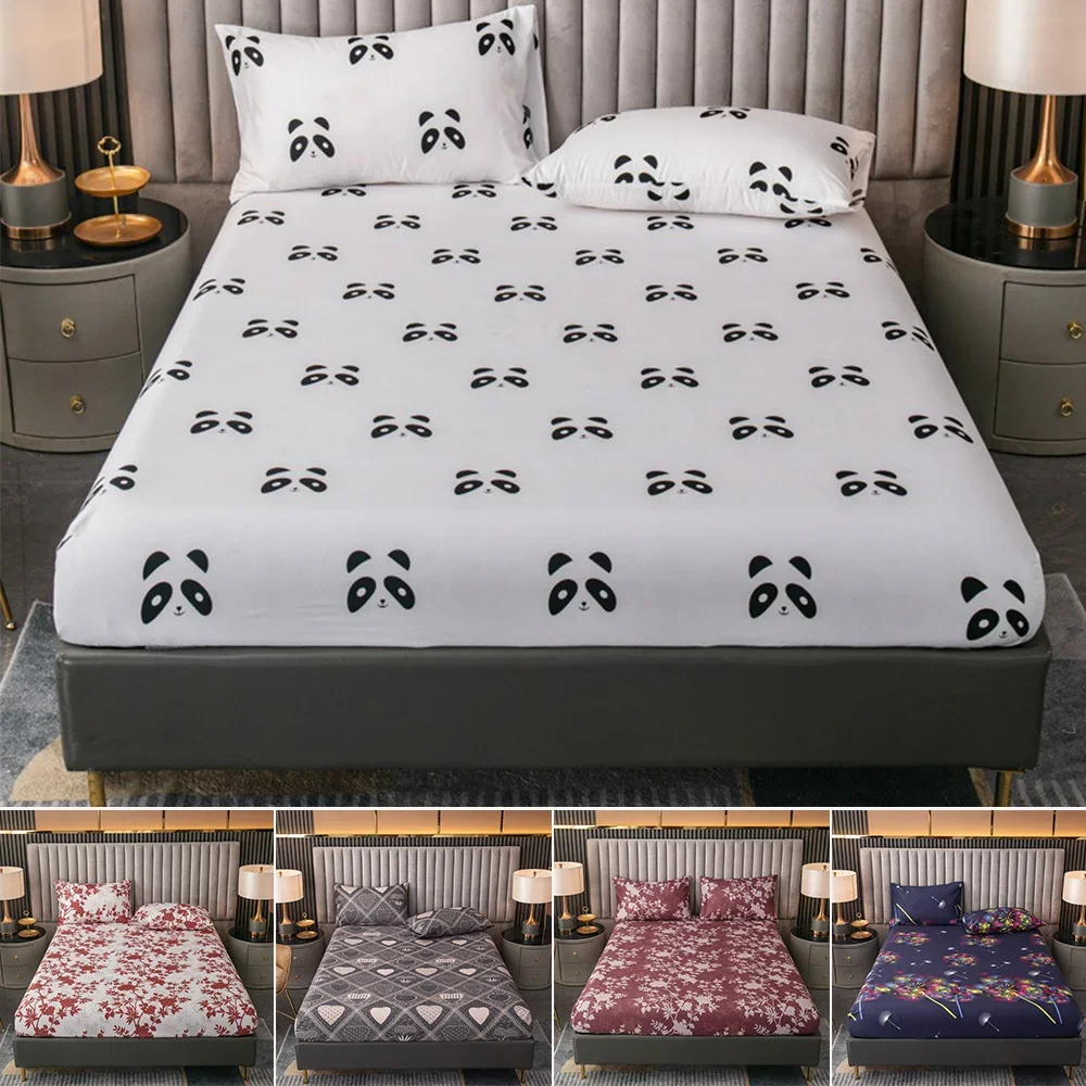 

Cartoon Print Pattern Polyester Fitted Sheet（No Pillowcase）Full Coverage Sheet Bed Sheets Twin King Size Bed Cover with Elastic