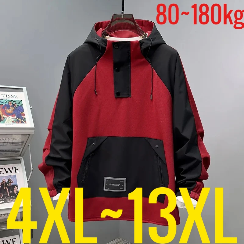 Extra Plus Size 13XL Мужская толстовка с капюшоном на молнии Мужская куртка-карго большого размера Большой большой 5xl 6xl 7xl 8xl 10XL Пальто