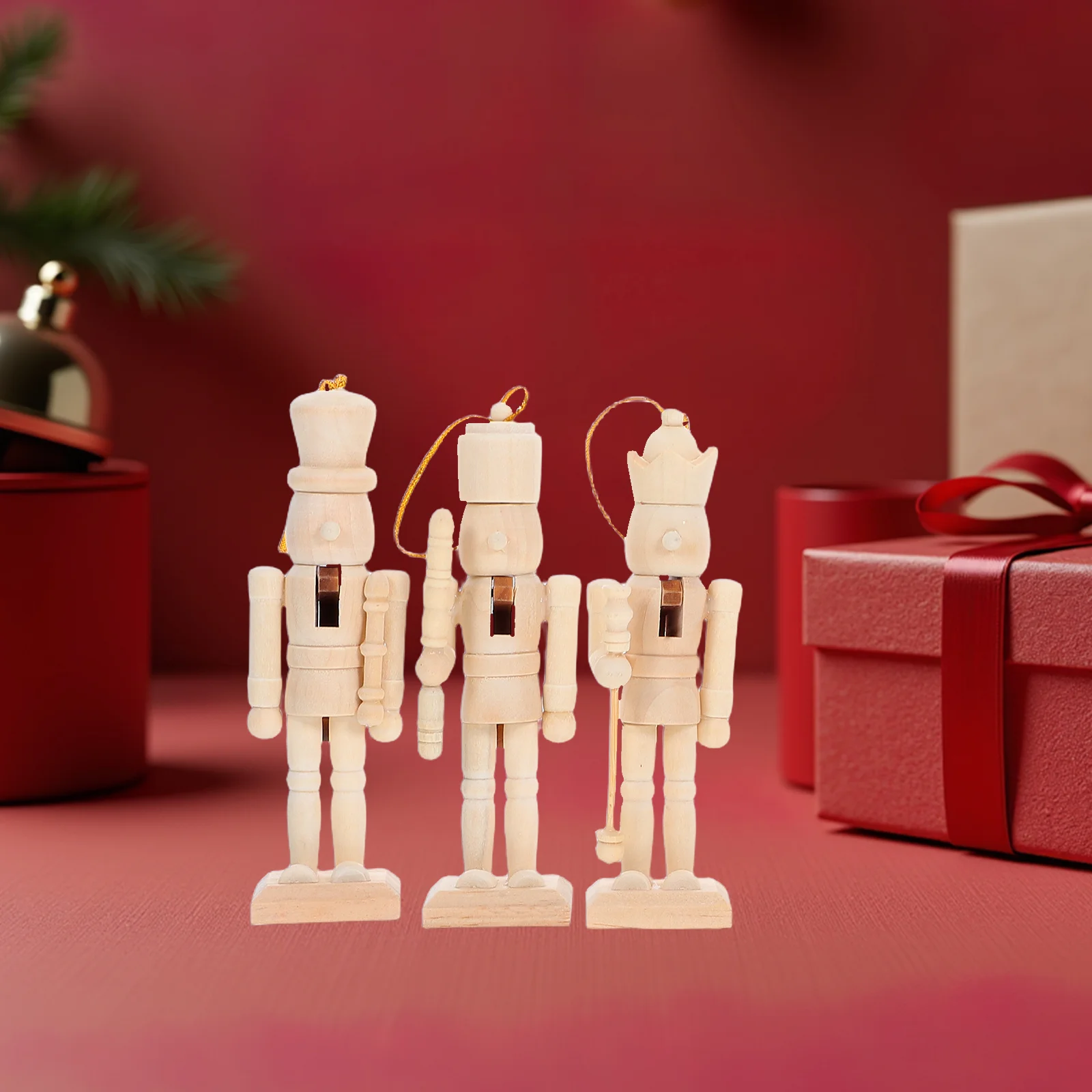 

6Pcs Nutcracker Soldier Christmas Decoration 12.5cm DIY Unfinished Wood Paintable Puppet Holiday Decor Nutcracker Ornaments