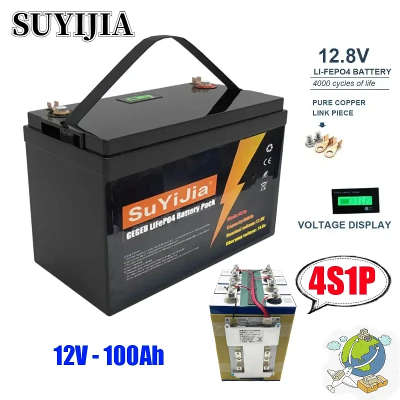 SUYIJIA Lifepo4 Batteria al litio 12V100Ah per veicoli fuoristrada e carrelli da golf Batterie a energia solare e eolica Lifepo4 4000 cicli