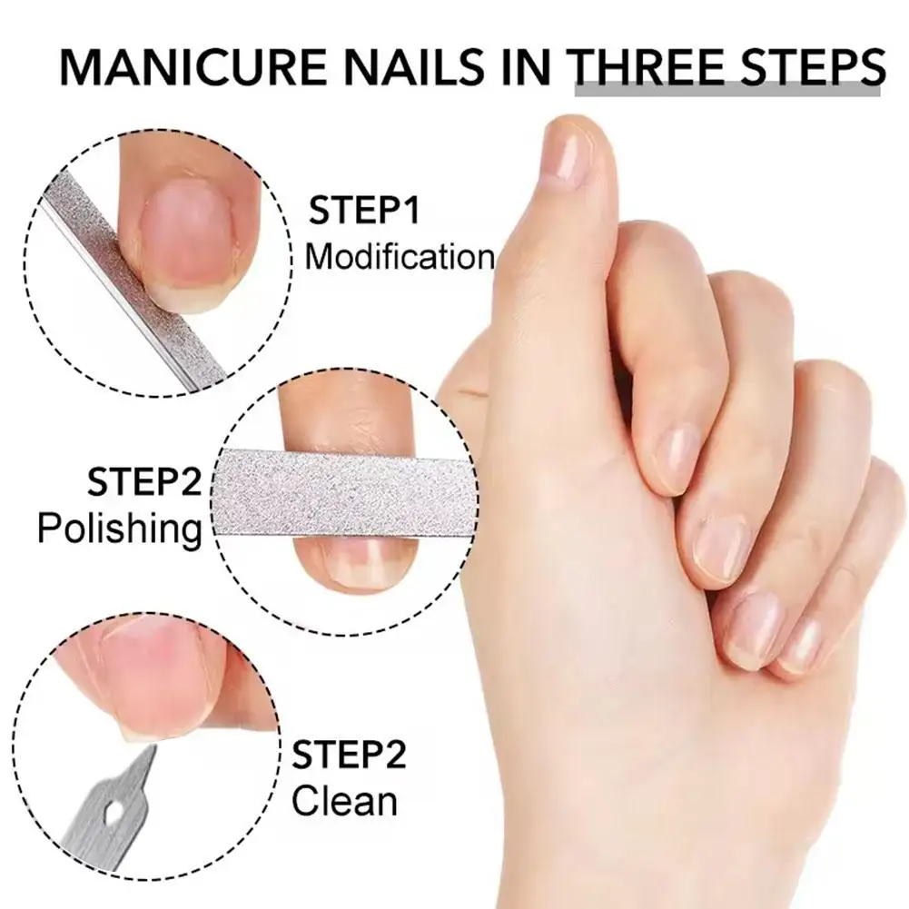 Nail File Stainless Steel Double Side Nail File Buffer Metal File Fingernails Toenails Manicure Files for Salon and Home
