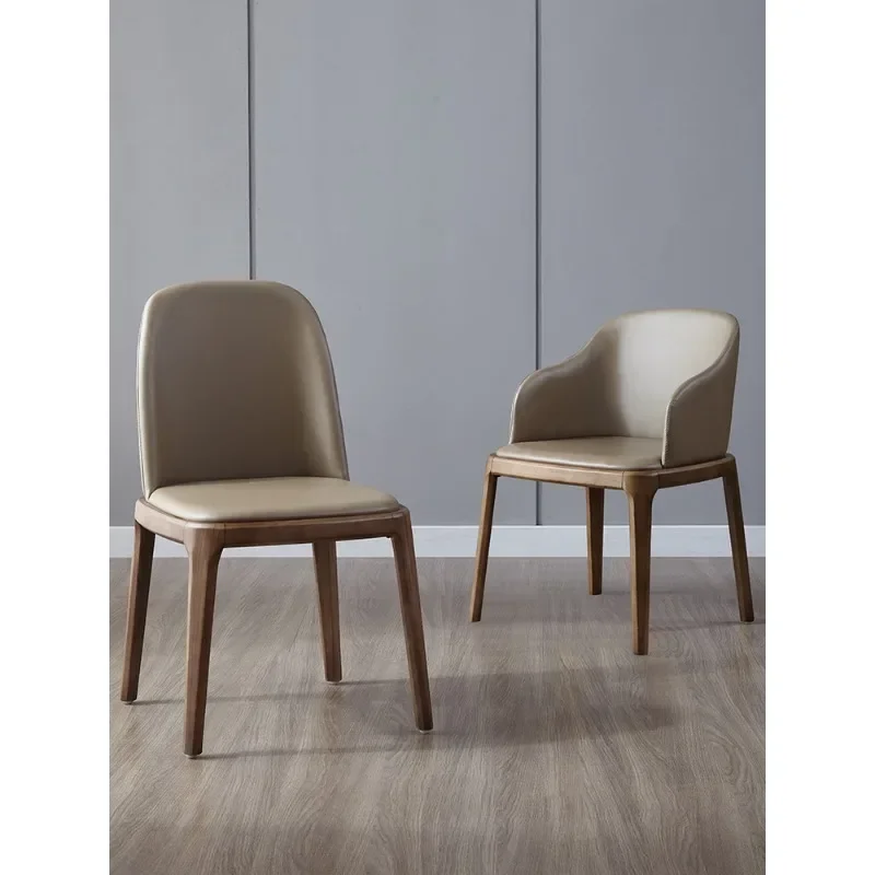 Armrest family dining chair modern simple home Nordic restaurant solid wood light luxury chair backrest stool designer