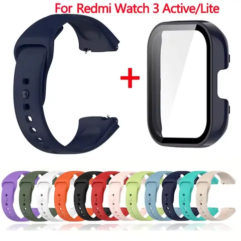 Bracelet en Silicone + étui pour Xiaomi Redmi Watch 3 Active, accessoires de montre intelligente, Bracelet de Sport pour Redmi watch3 Active/Lite