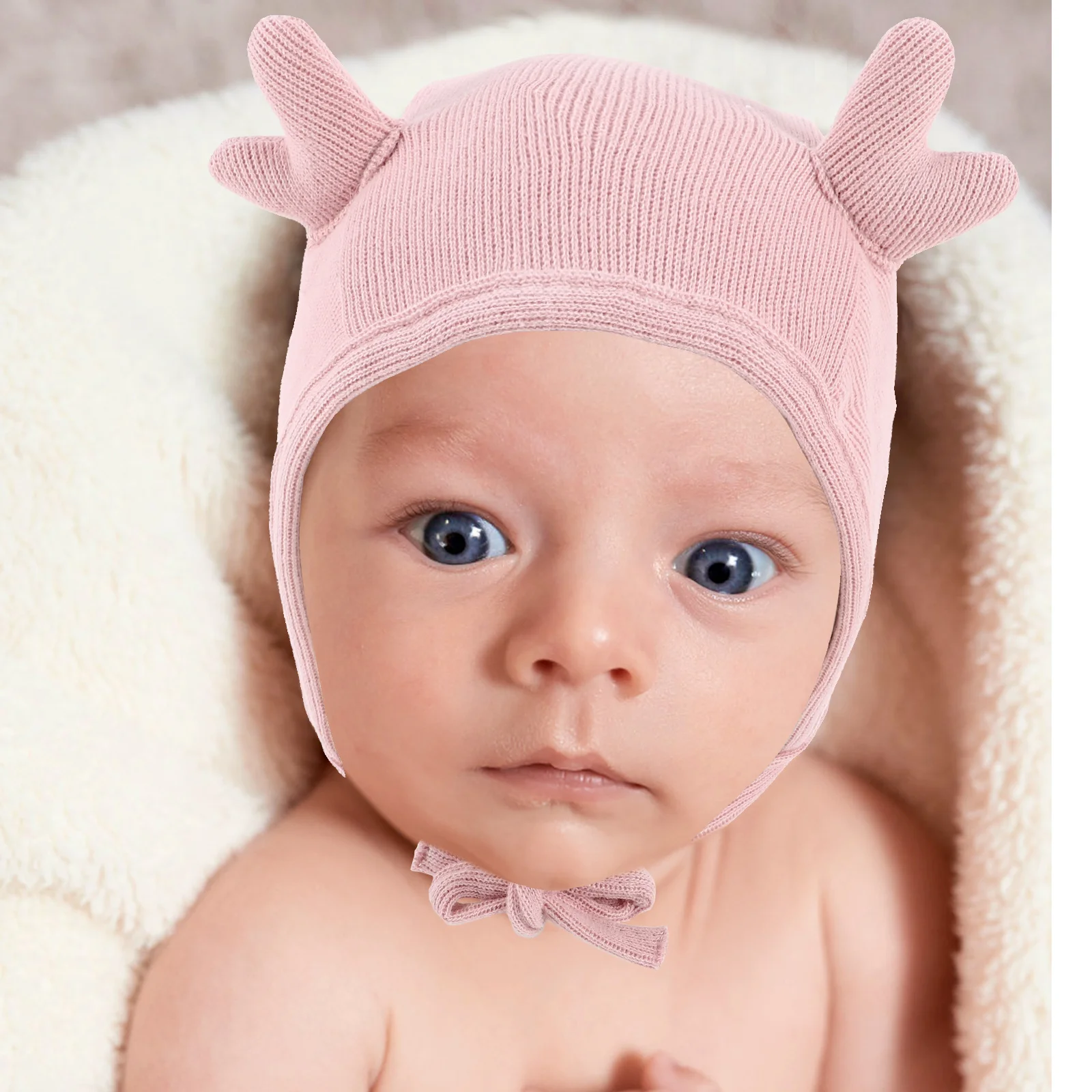 

Newborn Baby Hat Soft Warm Knit Cap for Boys Girls 0-6 Months Cozy Stretchy Winter Headwear 45-49cm Adorable Design