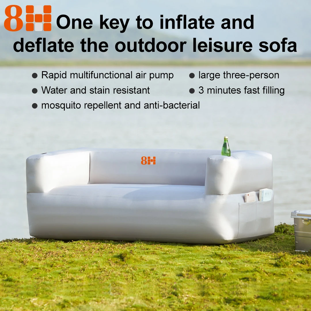 8H Outdoor Double Inflatable Sofa Waterproof Leakproof Sofa Portable Backyard Lakeside Travel Camping Picnic Leisure Chair