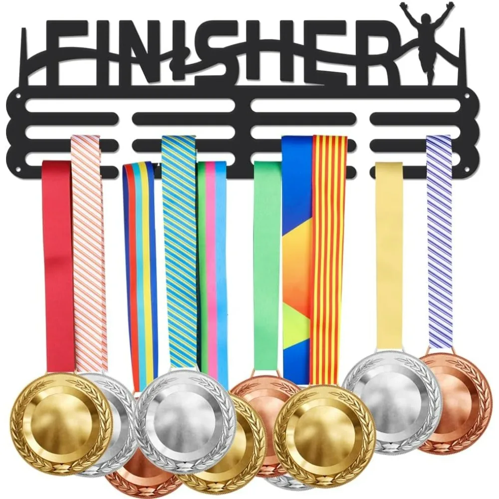 Running Medal Holder Display Finisher Running and Cheering Hanger Sports Medal Display Rack Rope Running Awards Wall Mount