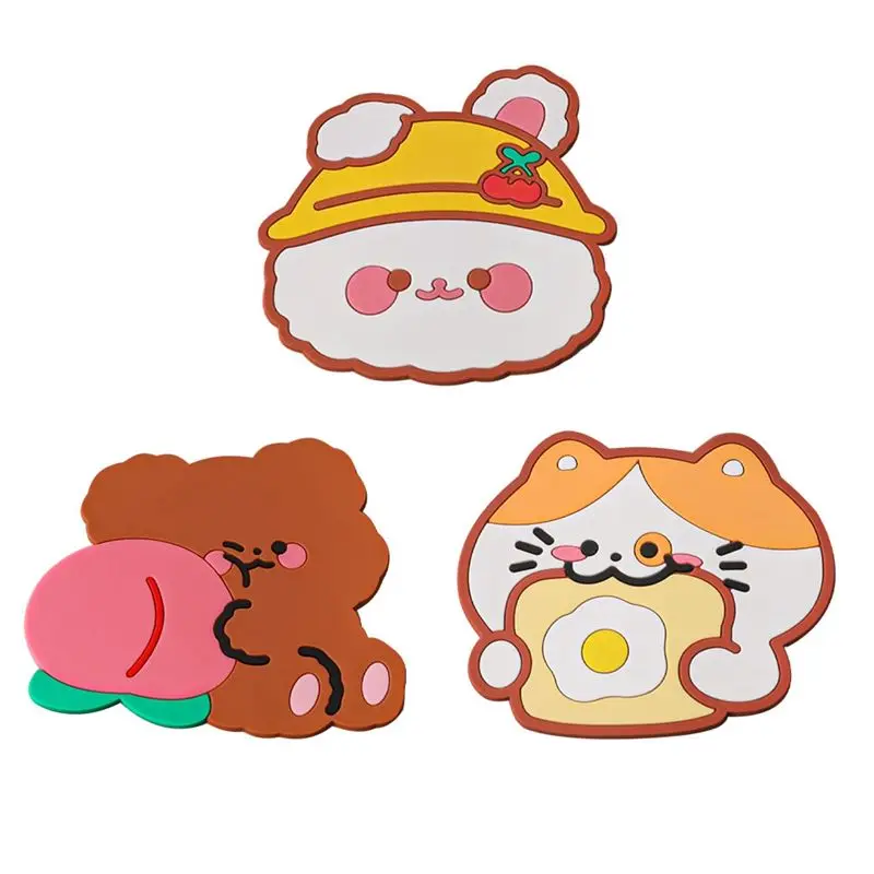 A29F-Cute Room Decor Cute Animals Mouse Pad Non Coaster Kawaii Coffee Cup Mat Waterproof Table Mat