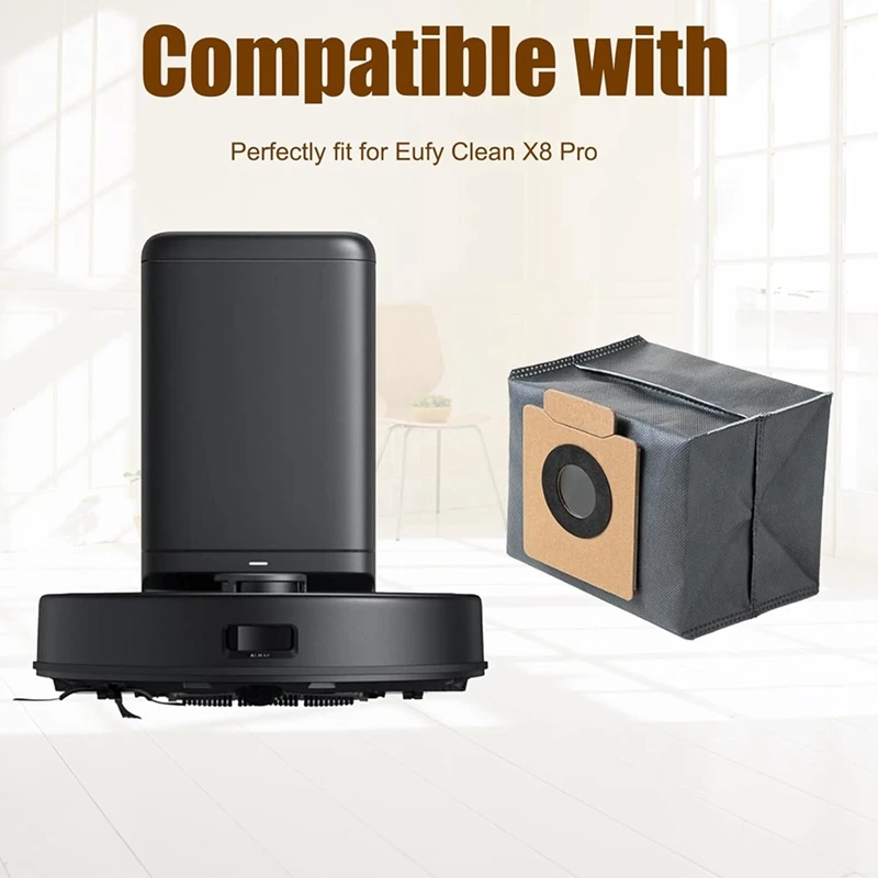 Sacchetti per la polvere di ricambio da 12 pezzi per parti della stazione autosvuotate per Robot Eufy X8 Pro