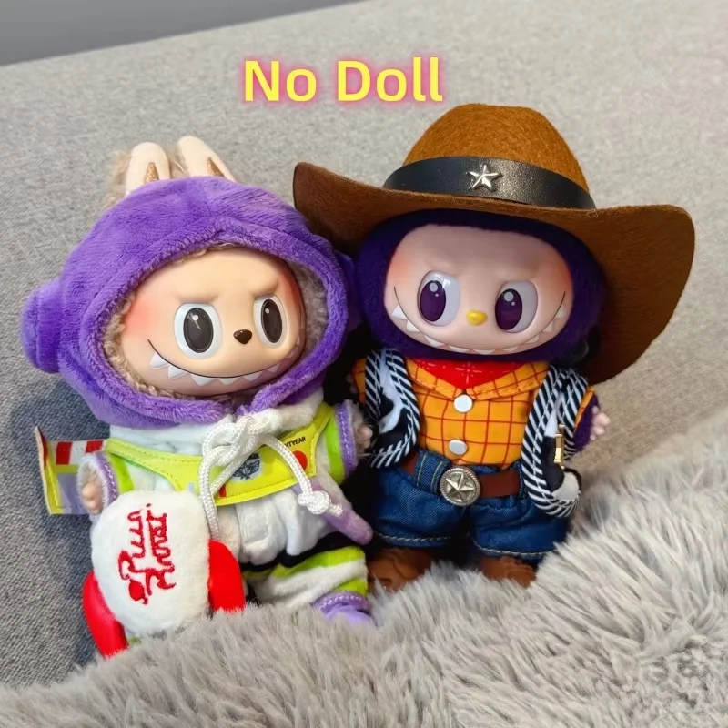 

New Clothing Set For Labubu 17cm Buzz Lightyear Woody Labubu Baby Clothes Macaron Only Clothes Diy Handmade Decor Toy Girl Gifts
