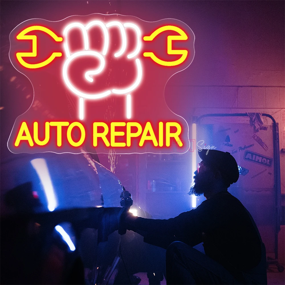 Auto Repair Shop Neon Led Sign Garage Wall Decor Room Neon Sign Led Light Car Repair Shop Neon Lights 4S Business Signboard