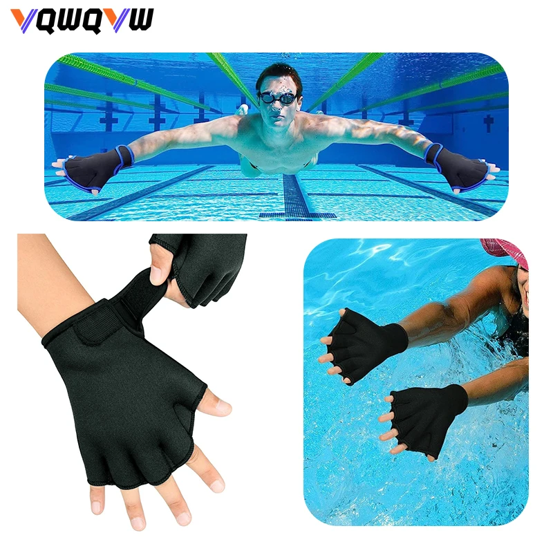 1Pair Swimming  Aquatic Swim Training Gloves Neoprene  Webbed Fitness Water Resistance Training Gloves for Swimming