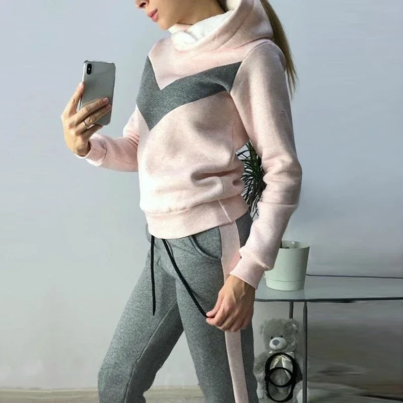 Hot Selling European and American Women\'s Clothing Autumn and Winter New Sports and Leisure Fleece Set Two-piece Set