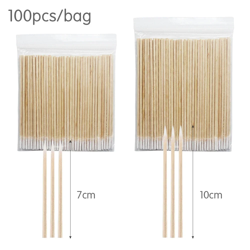 500/1000pcs Wood Cotton Swab Cleaning Microbrush Eyelash Cotton Thin Sticks Buds Tip Nails Ear Toothpick Makeup Glue Removing