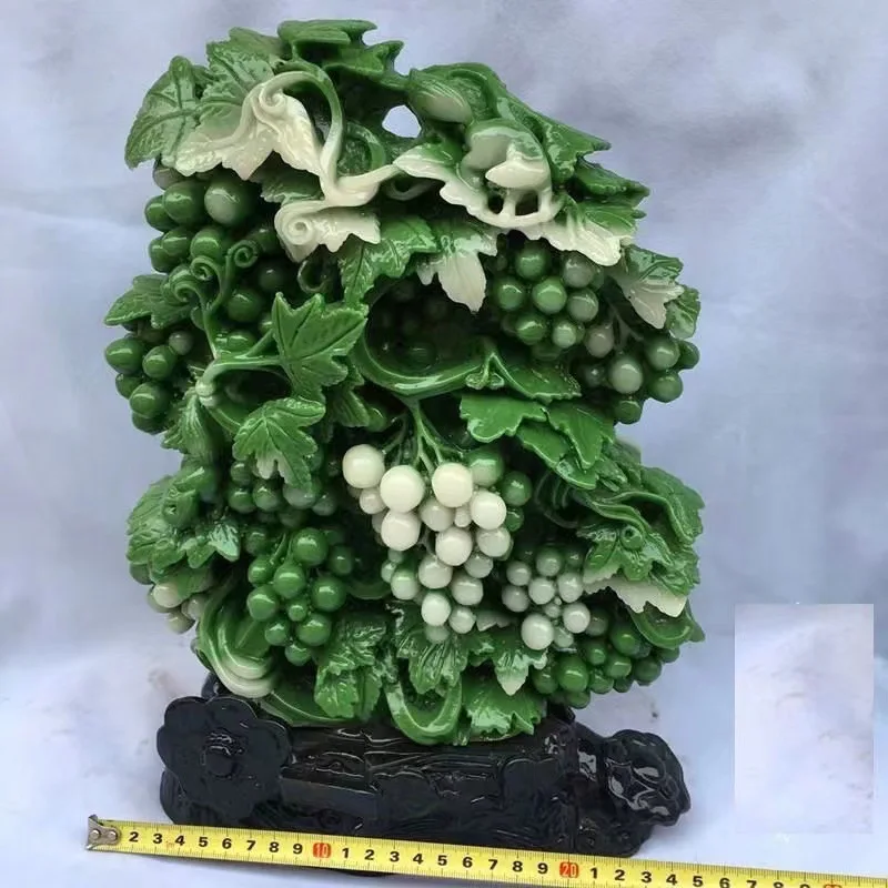 Jade Duozi Duofu ornament, jadeite hibiscus stone handicraft, rare stone rough stone carving, home office housewarming gift