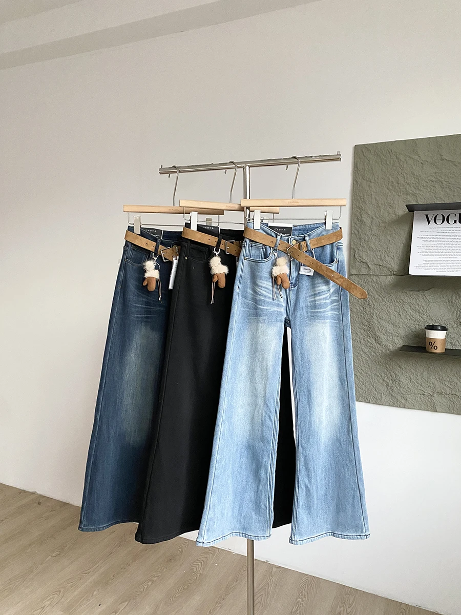 

Fashionable Simple High Waist Wide Leg Jeans Women's All-Match High Waist Slim Fit Denim Pants Autumn New Style Korean Version