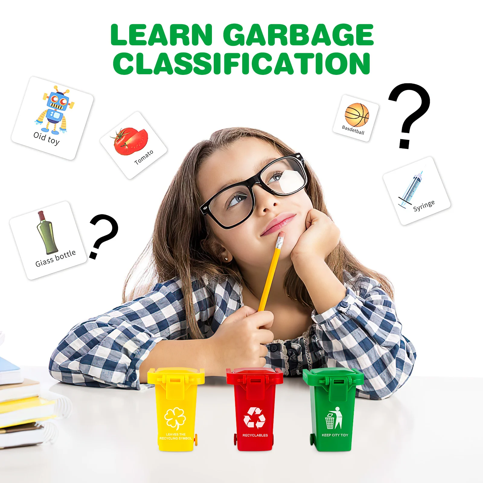 

6pcs Learning Can For Kids Garbage Classification Plastic Sorting Bins Early Kids Cognition Educational Cognition Set