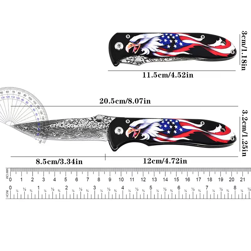 ダマスカス鋼 EDC ポケット折りたたみナイフ ロック付き ミニマルチツール サバイバル フィッシング ブッシュクラフト & アウトドア 多目的用