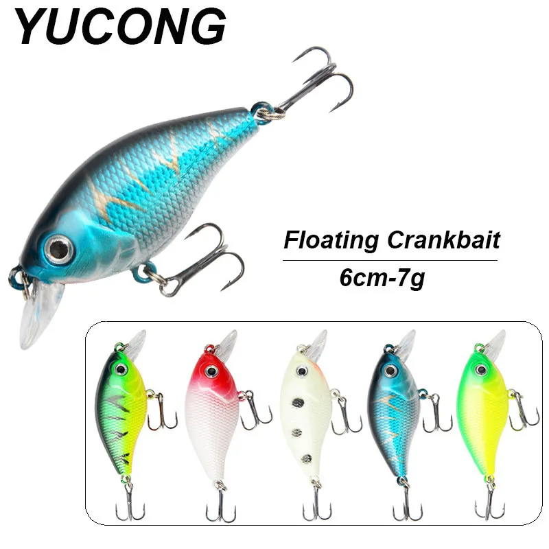 YUCONG 1PX Floating Crankbait 6cm-7g Noisy Fishing Lure Minnow Bait Hard Wobblers Topwater Swimbait Pike lurre Pesca accessori