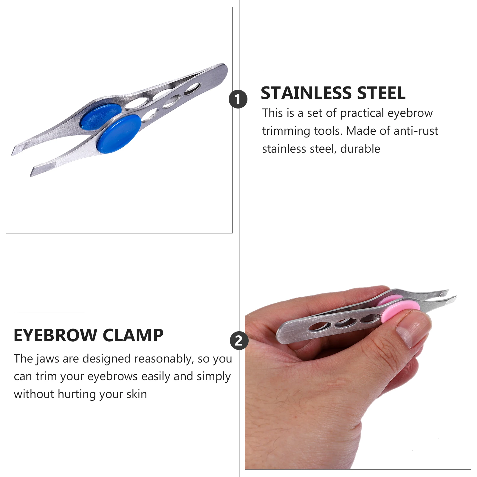 

4pcs Eyebrow Tweezers Stainless Steel Durable Shaping Clips Women Easy Use Rubber Buckle Trimmer Grooming Kit Makeup