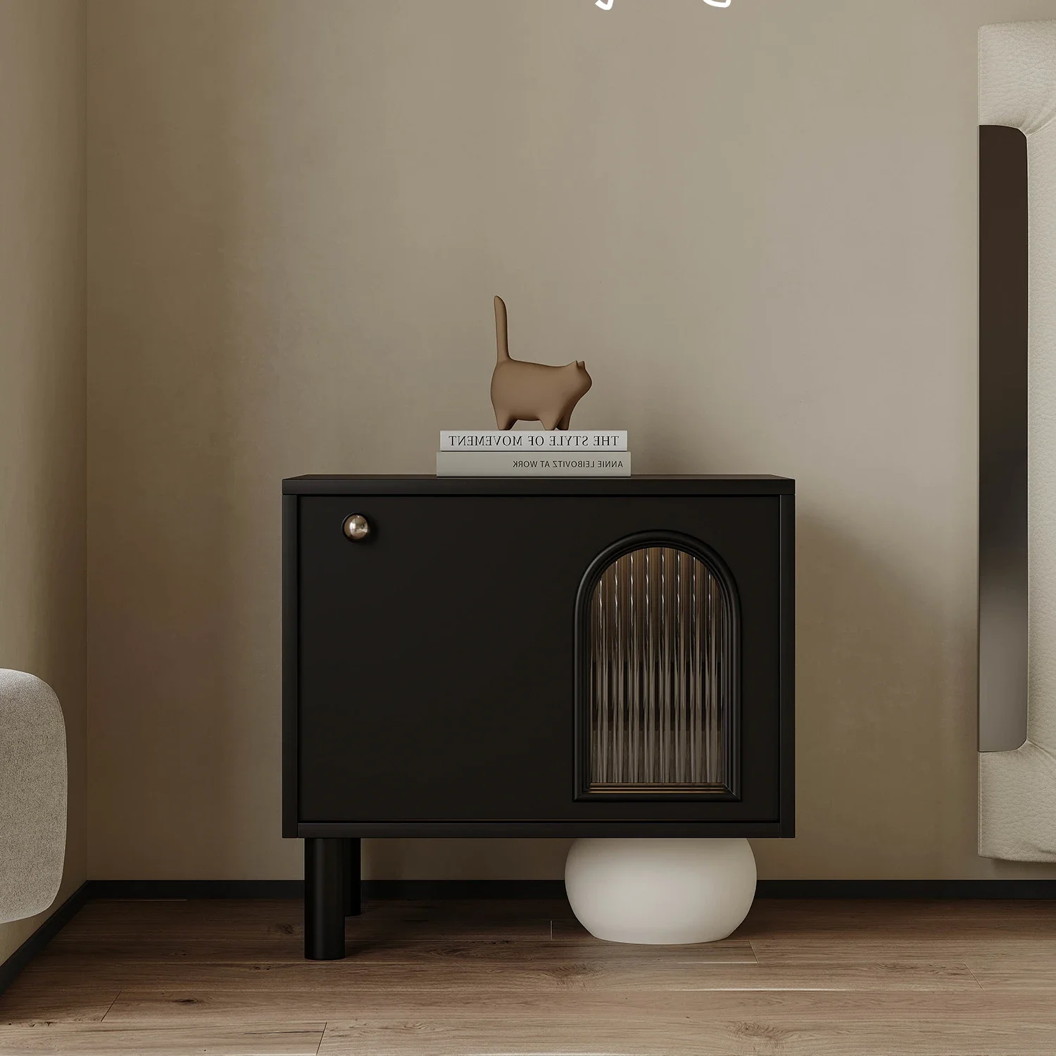 

Bedroom Bedside Locker Tempered Glass Black Designer Creative