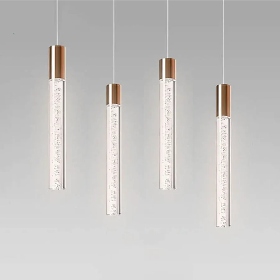 Lámpara colgante de tubo largo acrílico, luz colgante para tienda, Bar, cafetería, comedor, dormitorio, cocina, escalera, 1 unidad