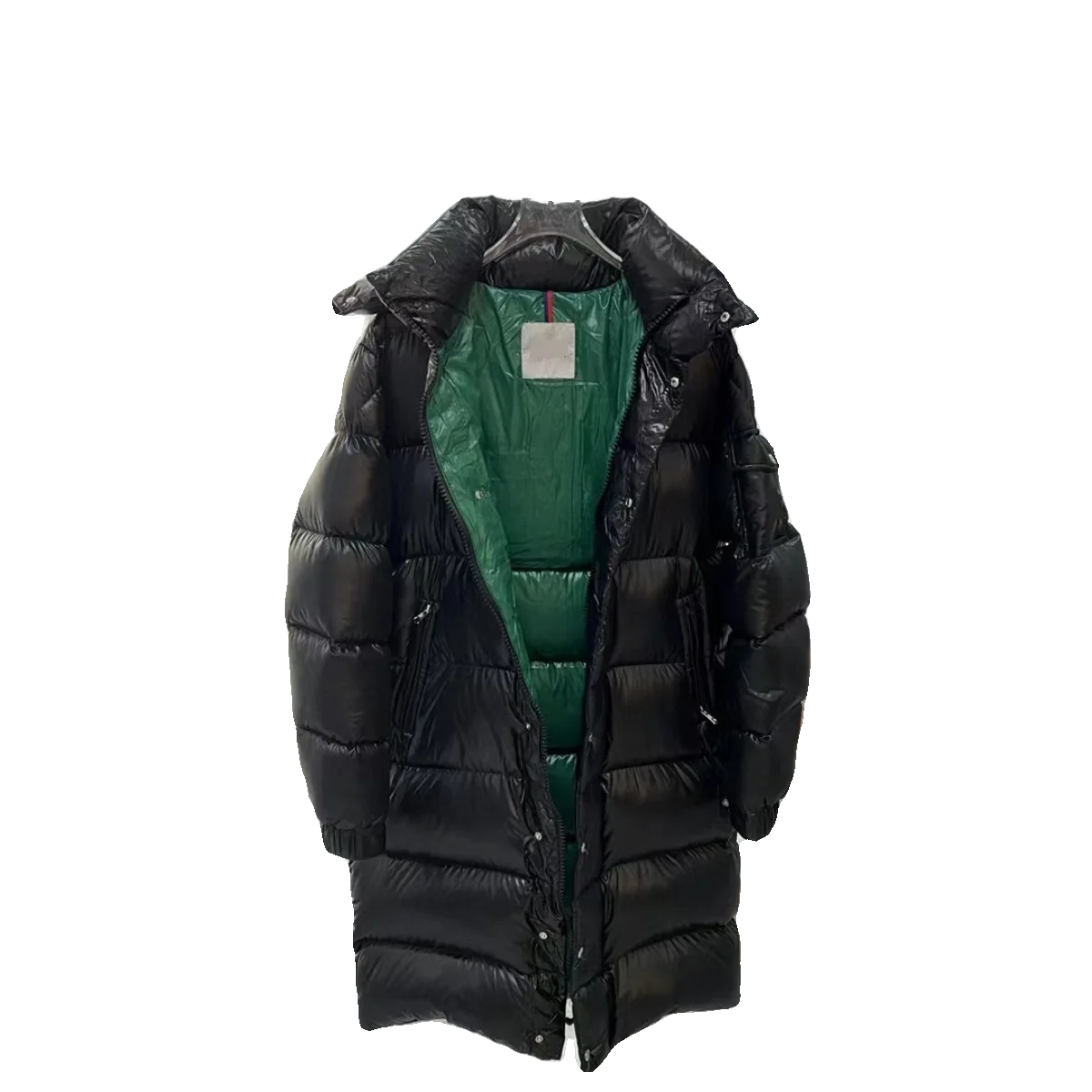 Faionable Thiened White Du down Puffer Jaet 2023 Winter New Arrival Women's Mid-Length Hooded Bright Surface Wa-Free