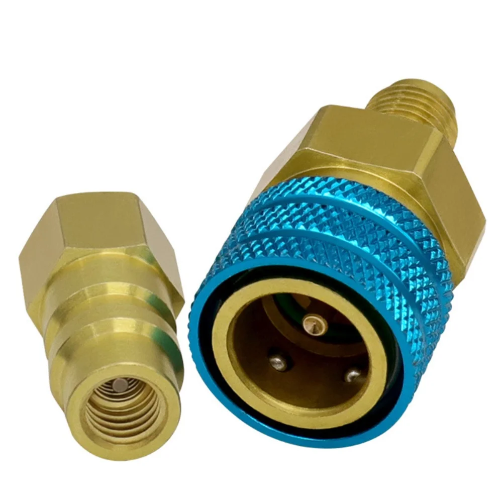 2pcs Quick Coupler Kit For R12 R134A Auto AC High Low Pressure Adapter Brass Refrigerant Connector HVAC Tool