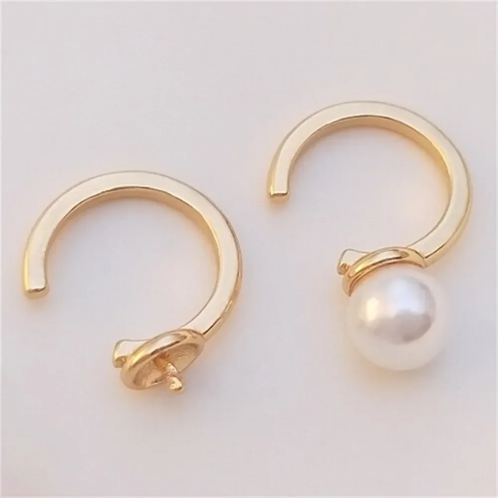 14K Gold-plated C-shaped Half Hole Needle Holder with Simple Ear Clip Handmade DIY Adhesive Pearl Holder Ear Buckle Accessories