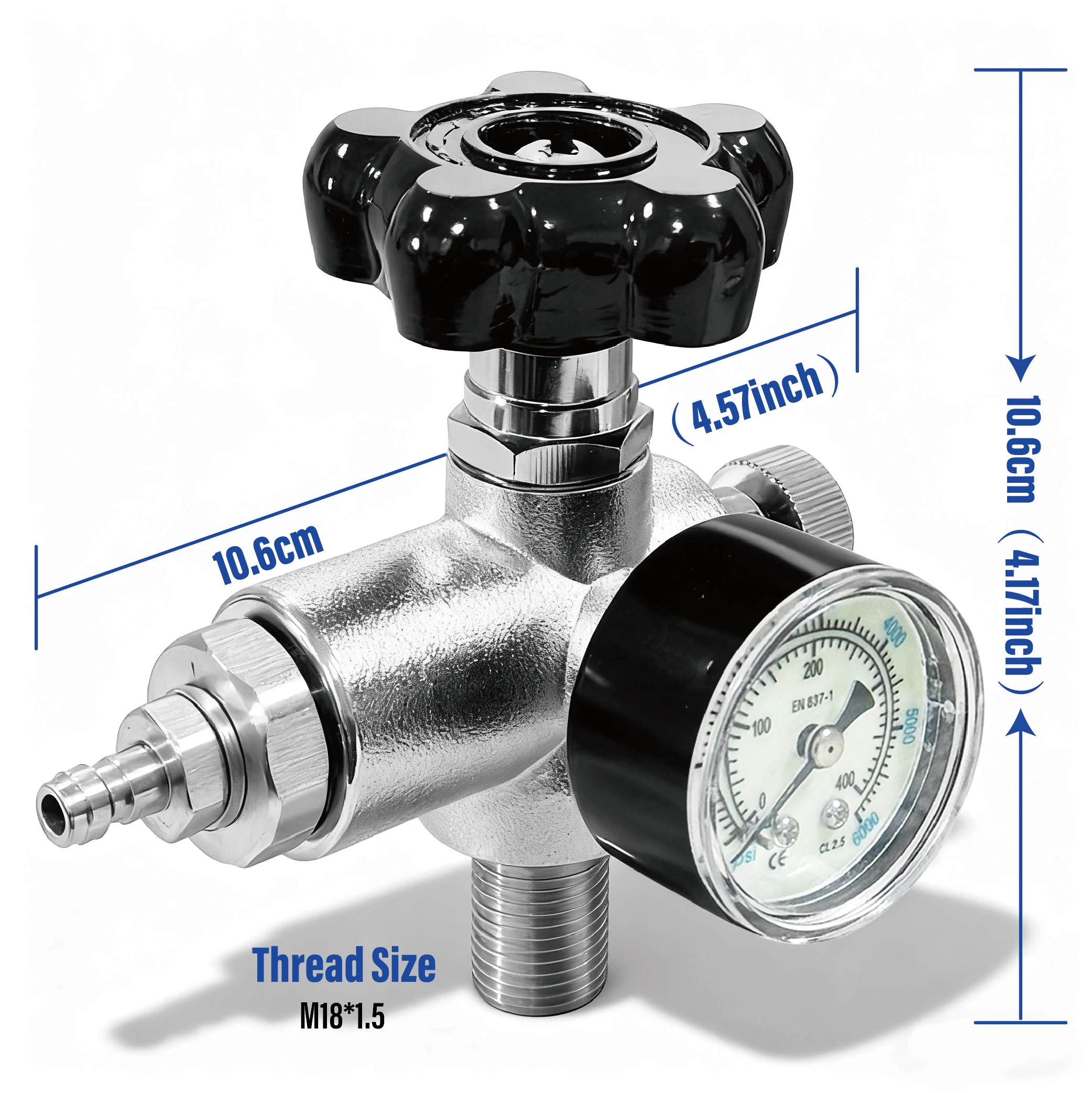 High Pressure Scuba Tank Charging Valve Air Fill Station Refill Adapter for M18x1.5 Cylinder with 400bar 6000psi Gauge 50cm Hose