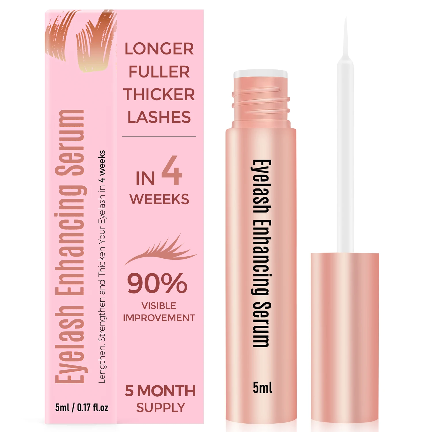 래피드 속눈썹 강화제 고급 펩타이드 세럼, 더 길고 풍성하고 두꺼운 속눈썹을 위한 자연스러운 속눈썹 연장 컨디셔너 - 5ml