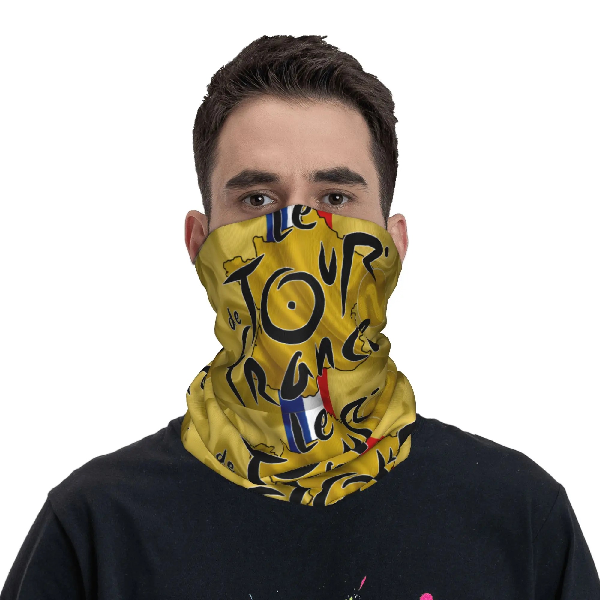 Custom France TDF Tour  Bandana Neck Warmer Women Men Winter Ski Hiking Scarf Gaiter  Face Cover