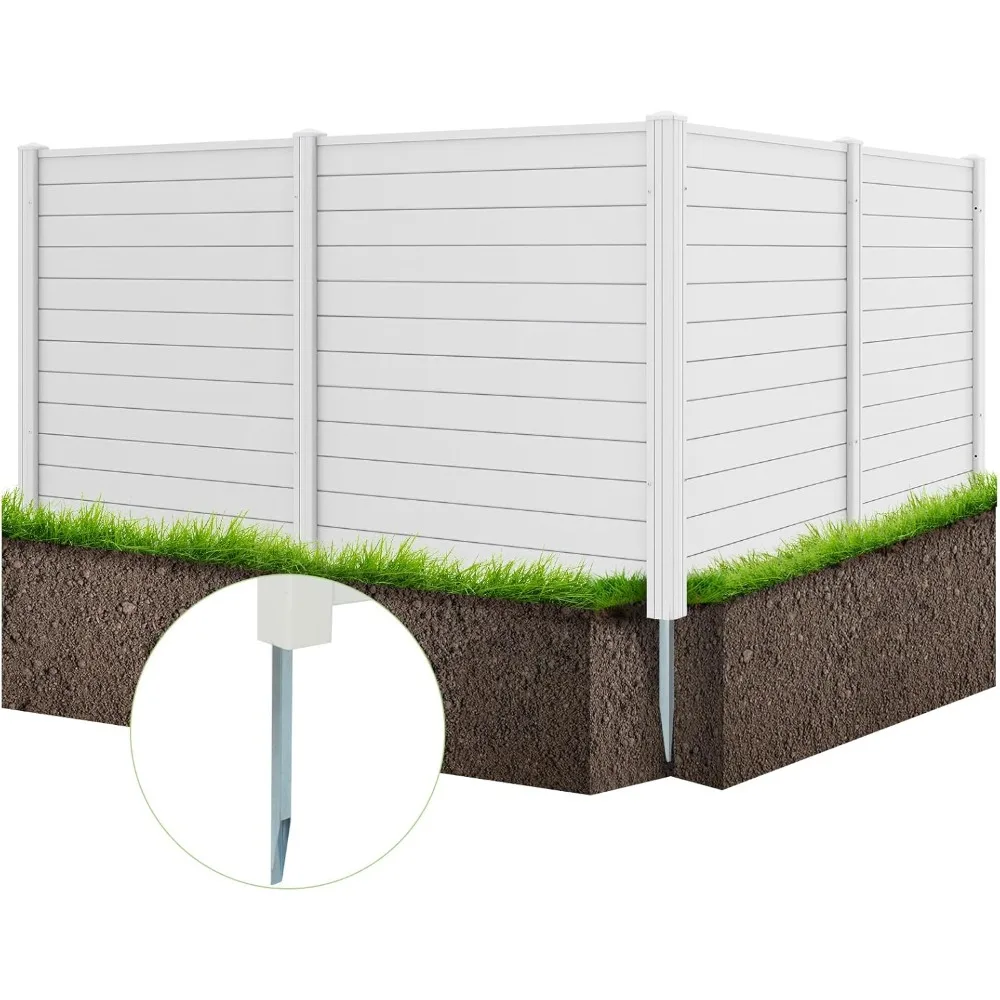 Air Conditioner Fences, Privacy Fence Panels Trash Can Fence with 6 Metal Ground Stakes, Vinyl Privacy Screen for Garden, Patio