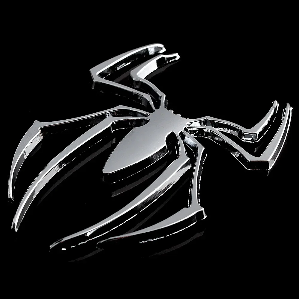 3D حار جديد ملصقات السيارات المعدنية الفضة / الذهب العنكبوت شكل الكروم شارة شعار السيارات صائق
