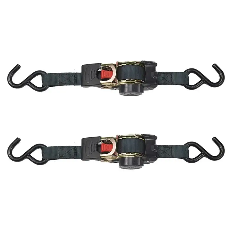 

Ingenious-Universal Tools Tie Down Belts With Automatic Rollup Auto Retractable Easy To Carry Ratchet Tie Down Starp S-Hooks, Ea