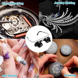 2XLED ووتش المجوهرات إصلاح المكبر عقال مثبت على الرأس قابل للتعديل المكبر رأس نظارات عدسة المكبر 8X 15X 23X أفضل 12 عدسة مكبرة للمبيعات - رقم 1