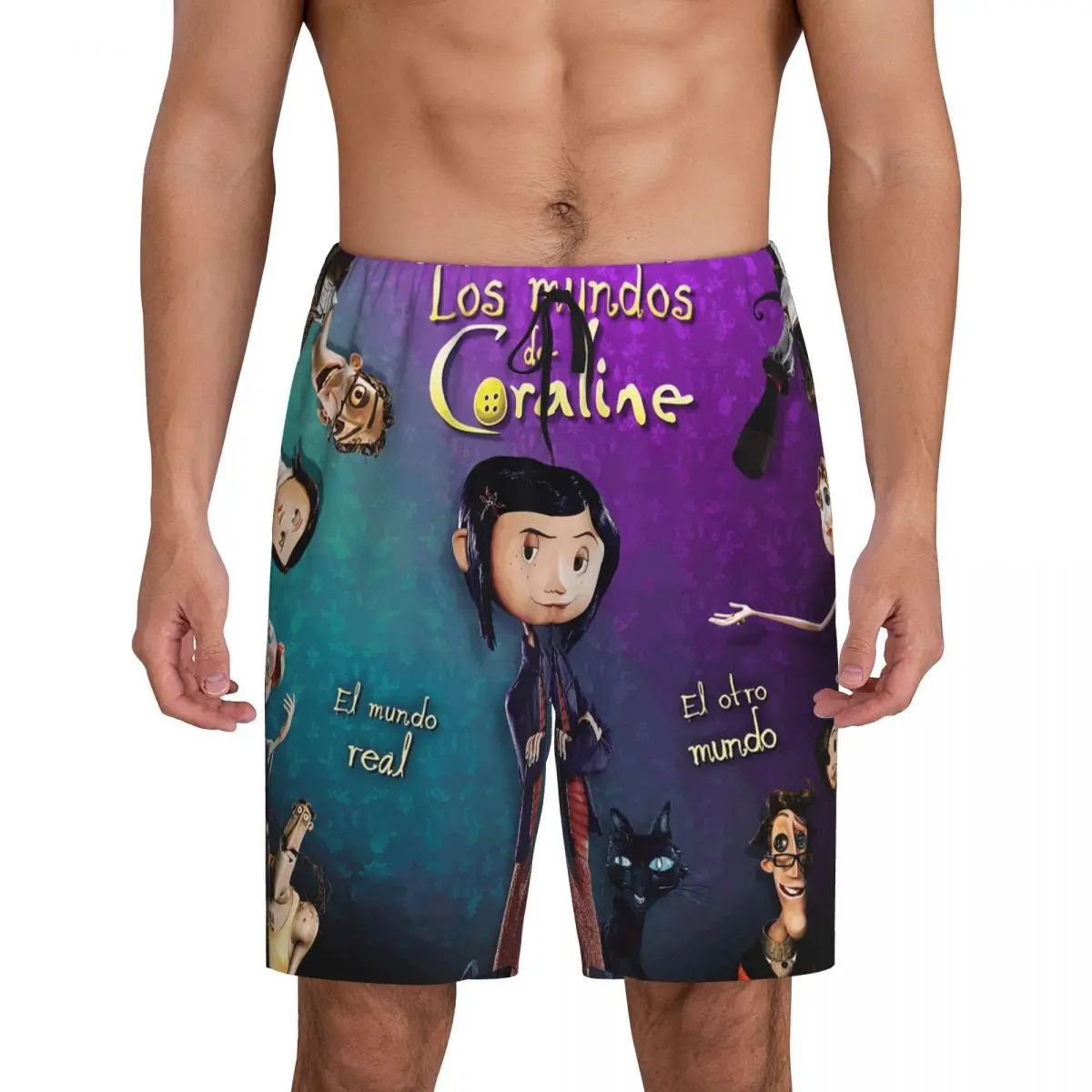 

Custom Coralines Halloween Cartoon Anime Short Pajama Pants Men Sleepwear Sleep Lounge Bottom Shorts Sleeping Pants