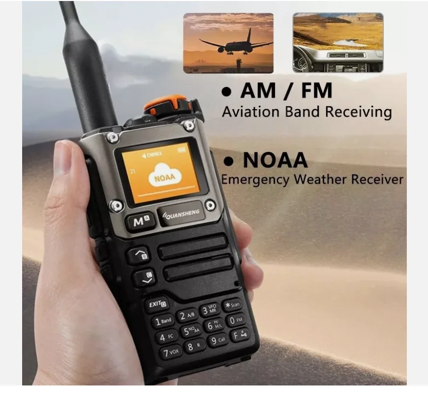 Quansheng UV-K6 NOAA Alerta meteorológica 5W Air Band Rádio Rádios de frequência sem fio