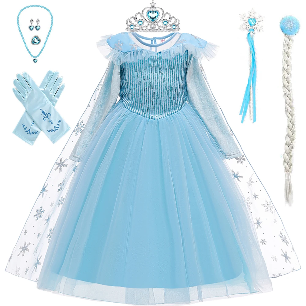 

Summer Snow Princess Girl Dresses Cosplay Halloween Chtistmas Costume Tulle Birthday Ice Queen Dress Girl Bow Wedding Prom Gown