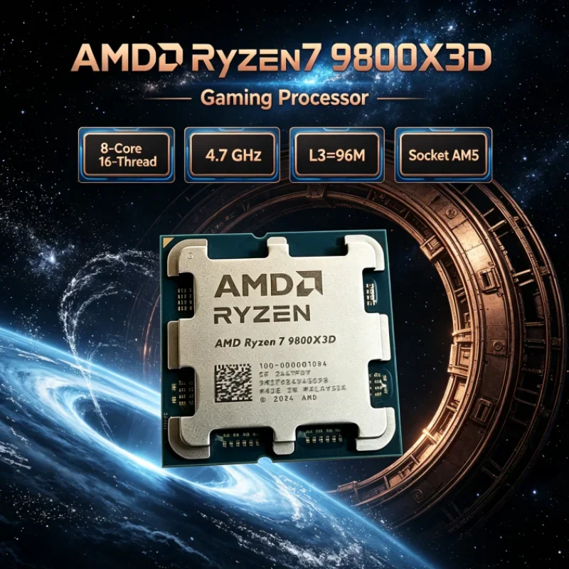 AMD Ryzen 7 9800X3D 4.7GHz Socket AM5 L3=96M 120W 8-Core 16-Thread R7 9800X3D 4NM Gaming Processor DDR5