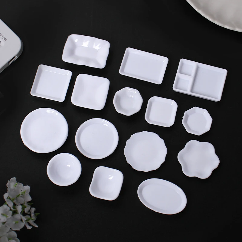 5Pcs Dollhouse Simulation Plates Tray Set Dollhouse Mini Kitchen Tableware Decoration For 1/12 Dolls House Decoration Toy