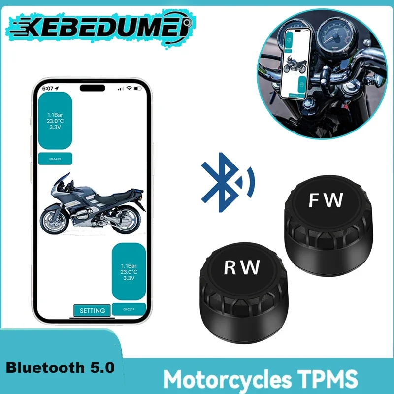 Bluetooth 5.0 Motorcycle Car TPMS Tire Pressure  Alarm Monitor System Temperature Warning Sensors Waterproof Support IOS Android