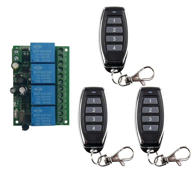 AC 110V 220V 230V 4CH 433MHz rf Remote Control Switch Wireless Radio Relay Receiver Controller for Garage\ Door\ LED\ Light