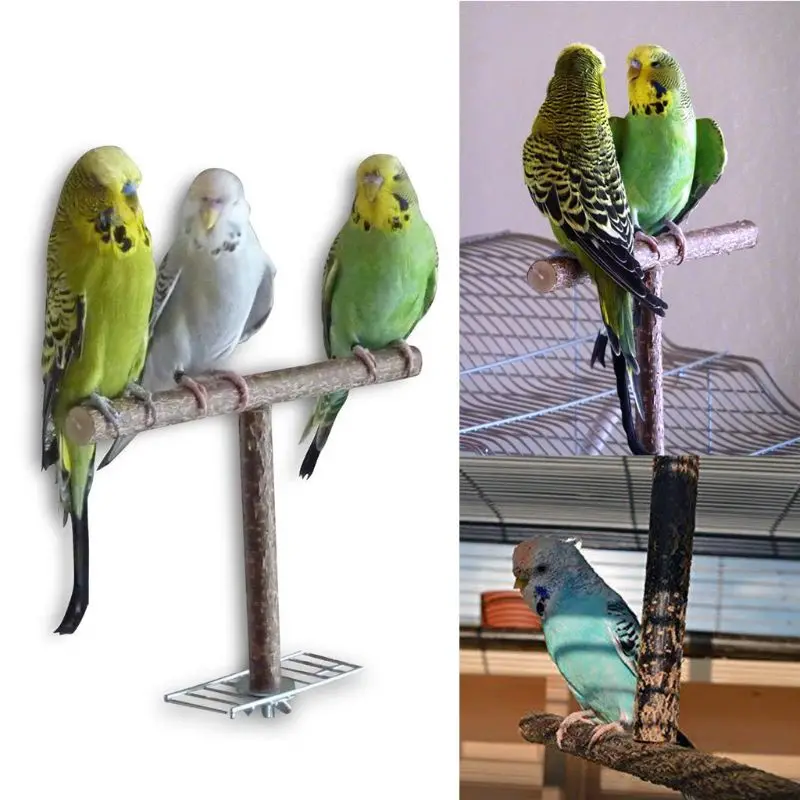 Bird Perch Wooden Stand Natural Standing Climbing Bar Paw Grinding Toy for Birds Cage Accessories for T