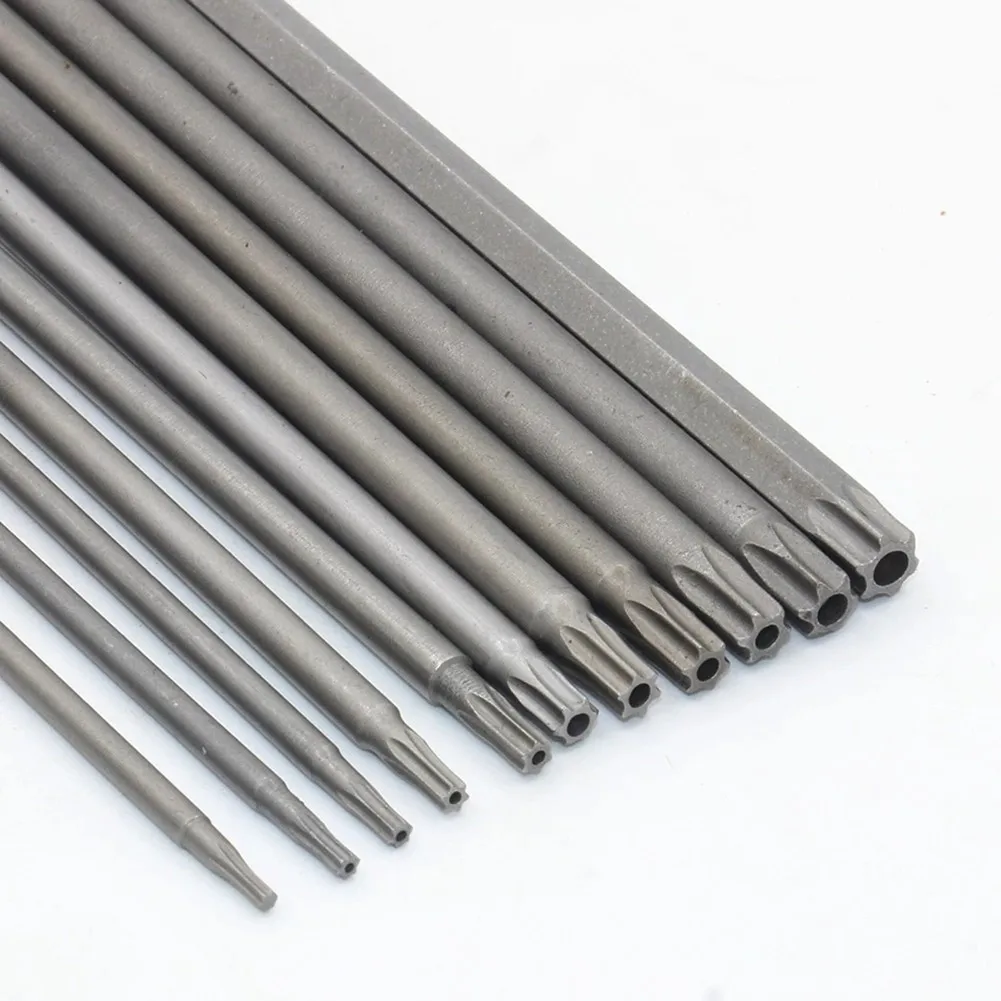 Extra Long Screwdriver Head T6-T40 11pcs Hollow Kit Magnetic Replace Screws Security Electric Tools 100mm Bits