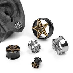 1PC Pentagram Ear Gauge Plug Stainless Steel Ear Tunnel Expander Stretchers Earlobe Body Piercing Jewelry