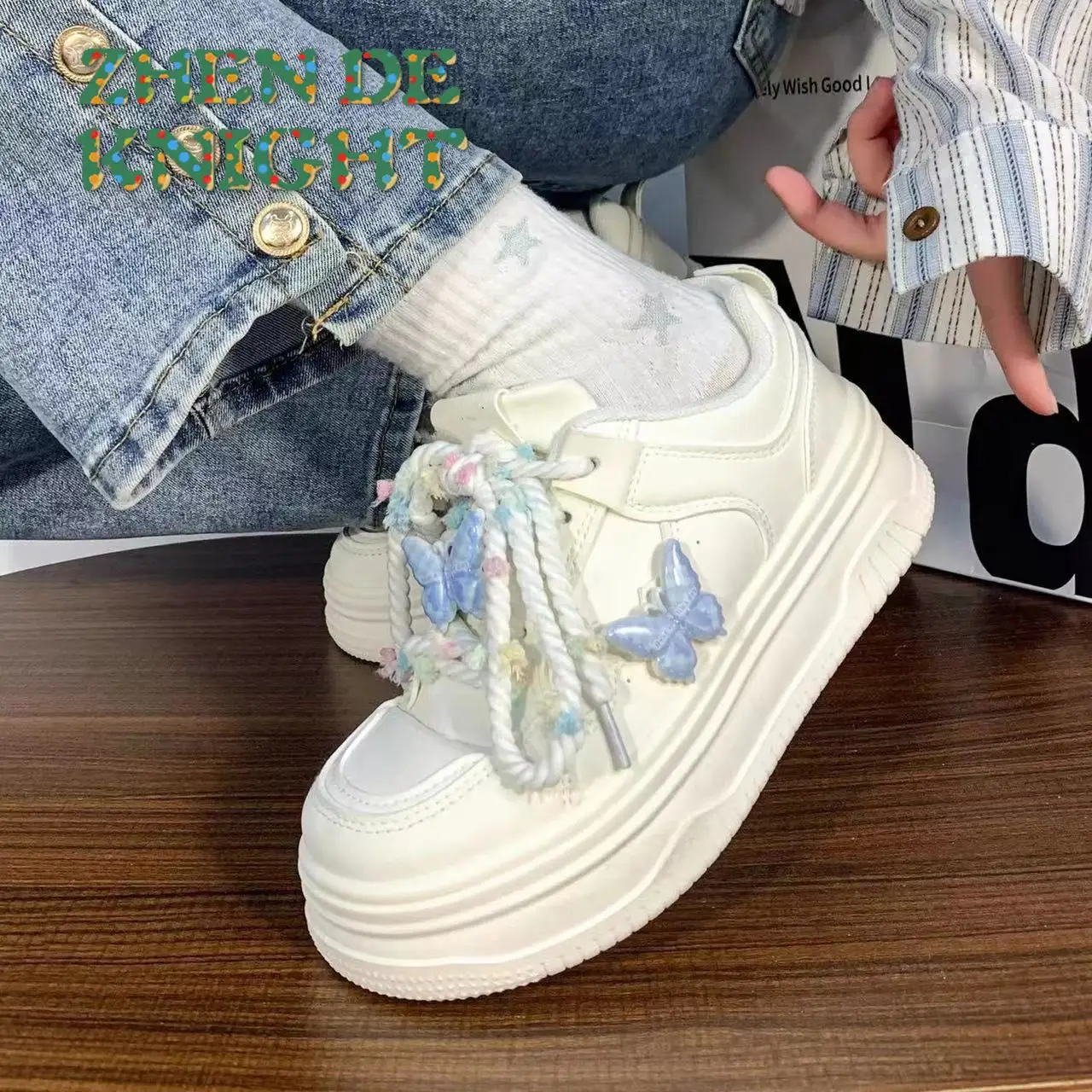 

Girls' Fashion Versatile White Platform Sneakers Bow Decor Campus Style Casual Sports Shoes For Kids Spring Autumn