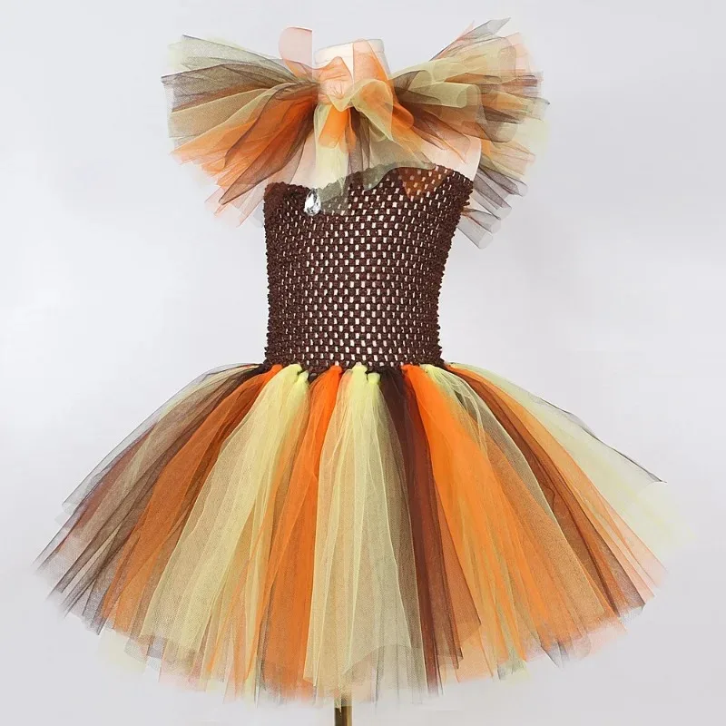 Kids Jungle Animal‑Themed Tulle Tutu Skirt,Fluffy Princess Outfit for Girls,Suitable for Children's Day, Halloween Stage Parties