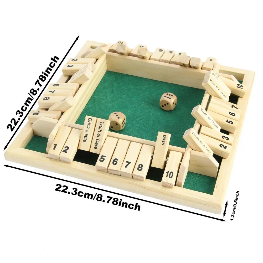 Shut The Box Dice Game,2-4 Family Wooden Board Table Math Games for Adults and Kids, 8 Dices Classics Tabletop Version