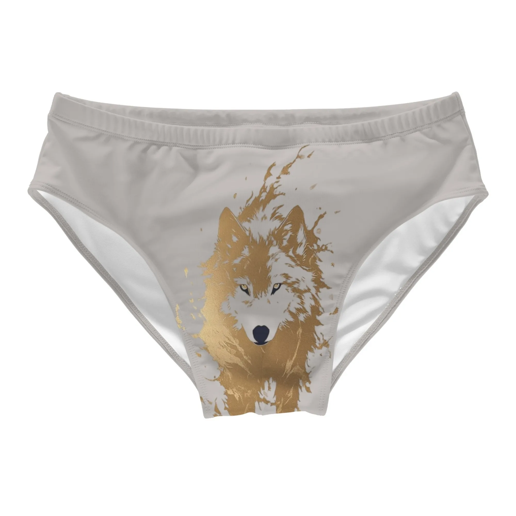 

Artistic Splashing Ink Style Wolf Head Men's Swimming Trunks Swimsuit Novelty Funny Beach Pants Breathable Non-slip Sexy Bikini